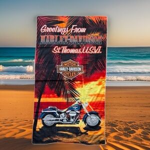 Harley-Davidson Beach Towel Greetings from Harley Davidson St. Thomas U.S.V.I.".